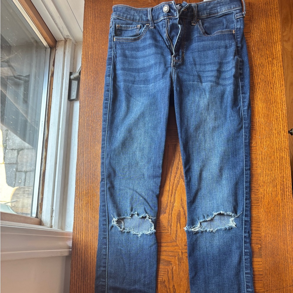 Hollister Dark Blue Ripped Skinny Jeans